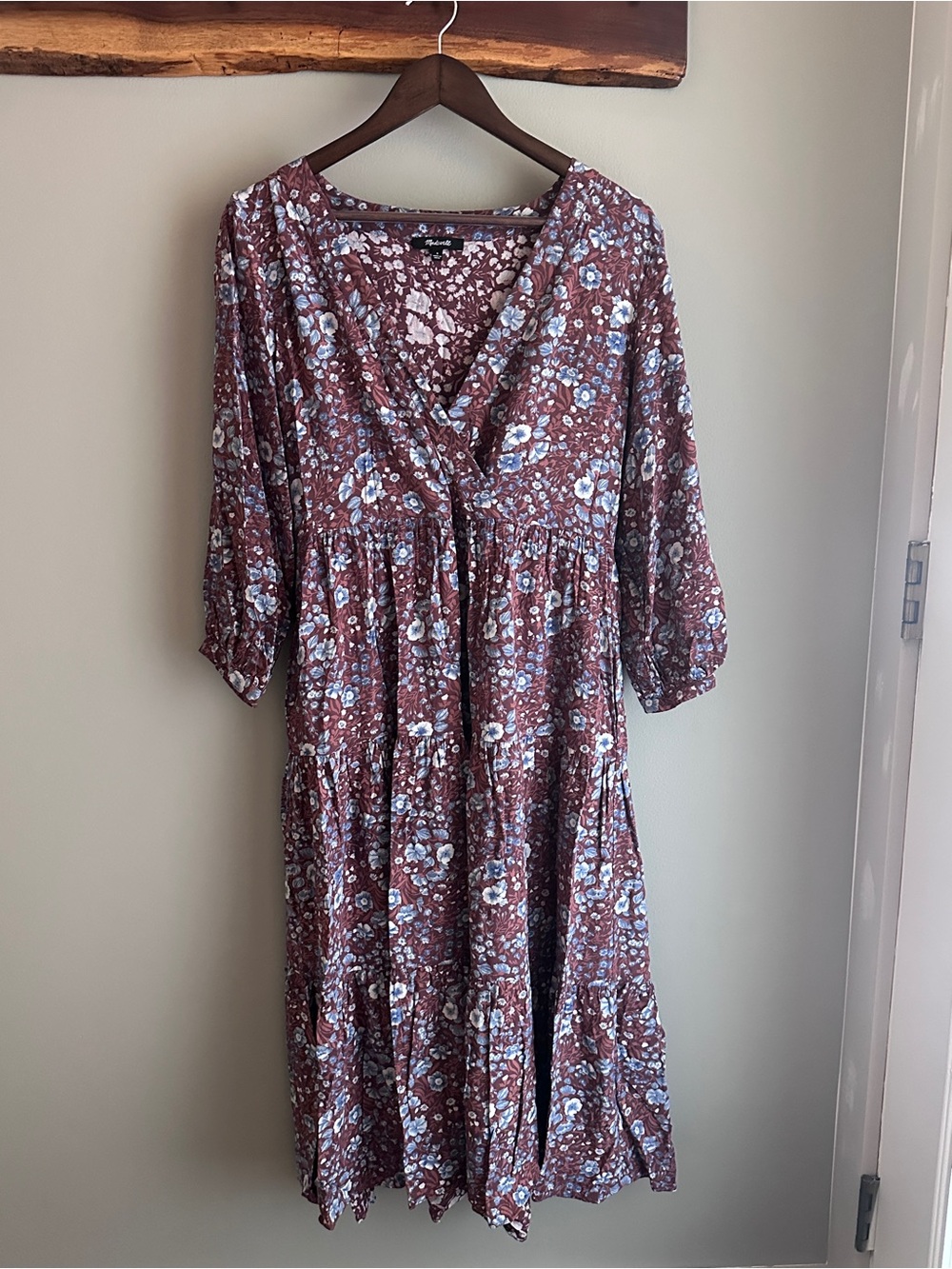 Madewell Woodland Floral Challis Wrap Midi Dress